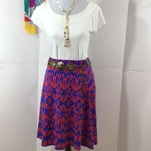 Lularoe Azure red/blue swing skirt M +free top